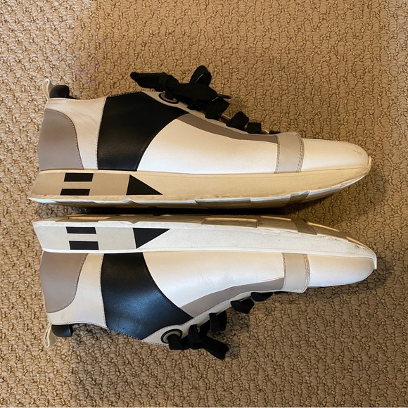 Hermès Men’s Rebus Low Top Black & White & Grey Leather Sneakers UK9 (EUR 42) - Picture 10 of 11